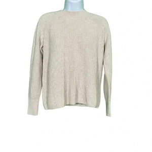 Banana Republic Factory Women Cream Crewneck Sweater Rib Knit Small